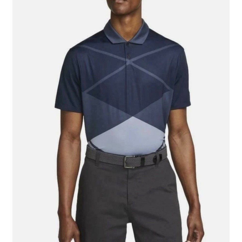 Nike Golf Polo Mens XXL Blue Geometric Dri-Fit DH0609-437 Shirt